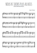 Téléchargez l'arrangement pour piano de la partition de Nous n'irons plus au bois en PDF